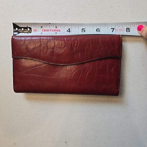 Womens Buxton Leather Wallet Vintage Red Clutch Change Purse Checkbook Slot - Picture 9 of 10